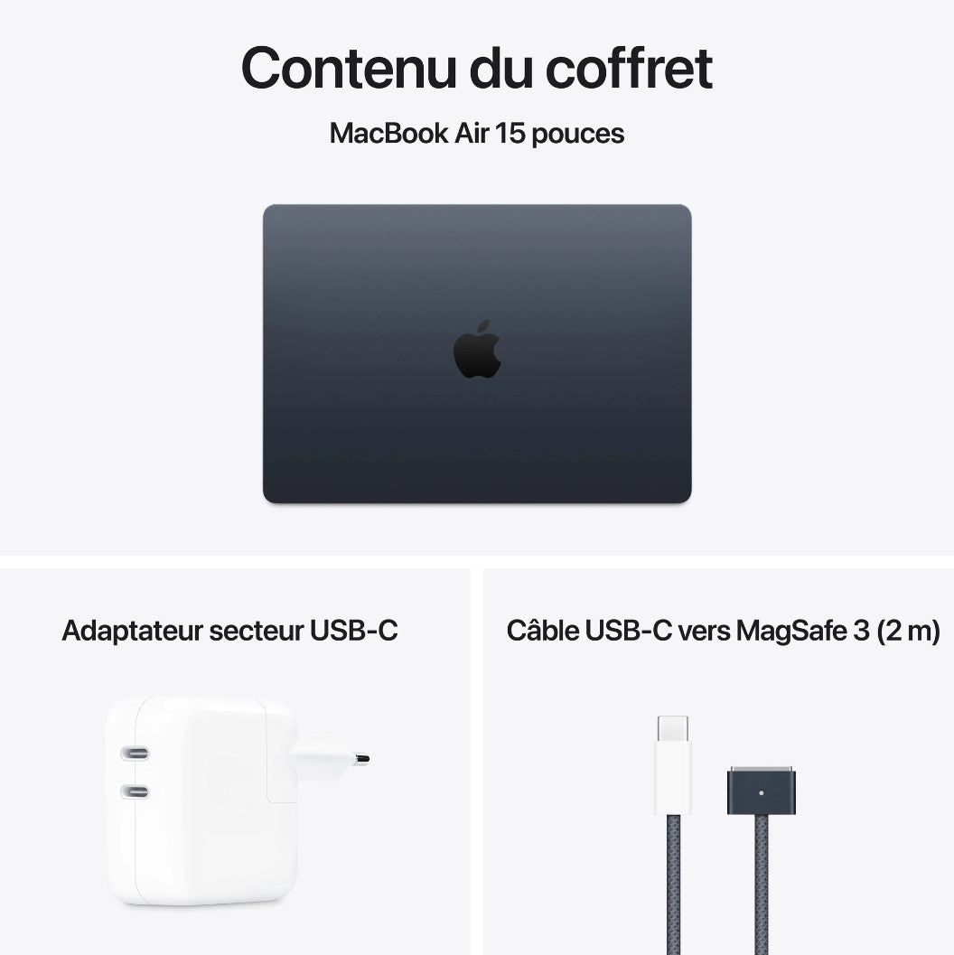 MacBook APPLE MACBOOK AIR 15" 256 GO SSD 16 GO RAM PUCE M4